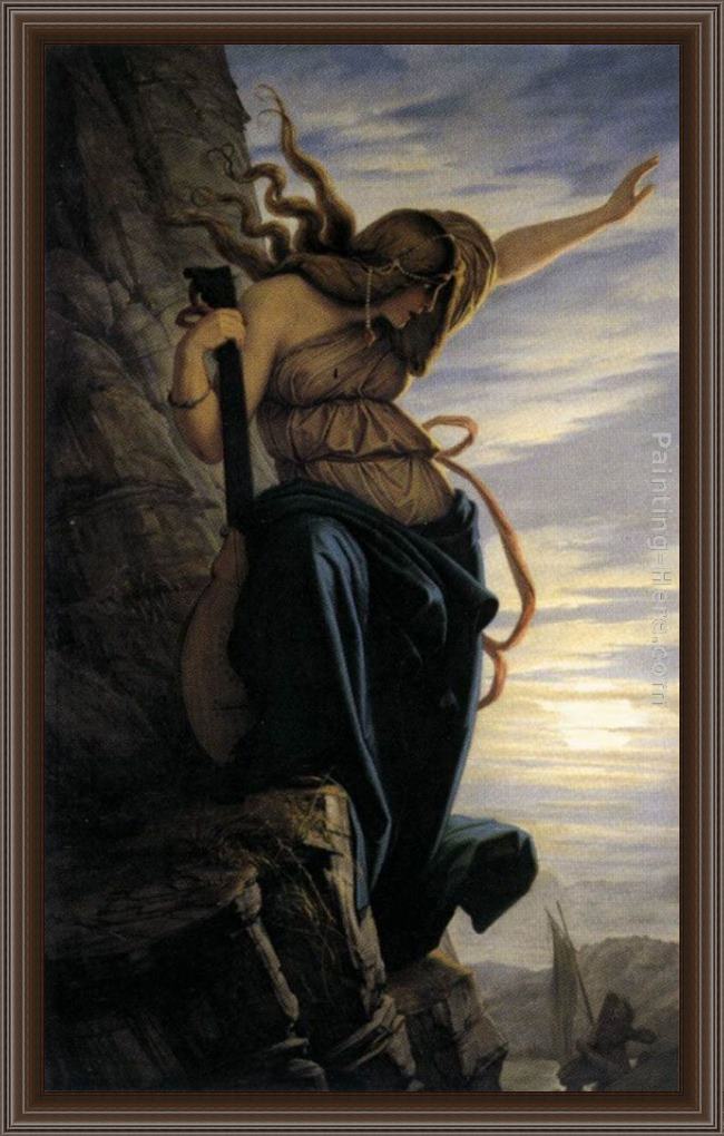 Framed Edward von Steinle the lorelei painting