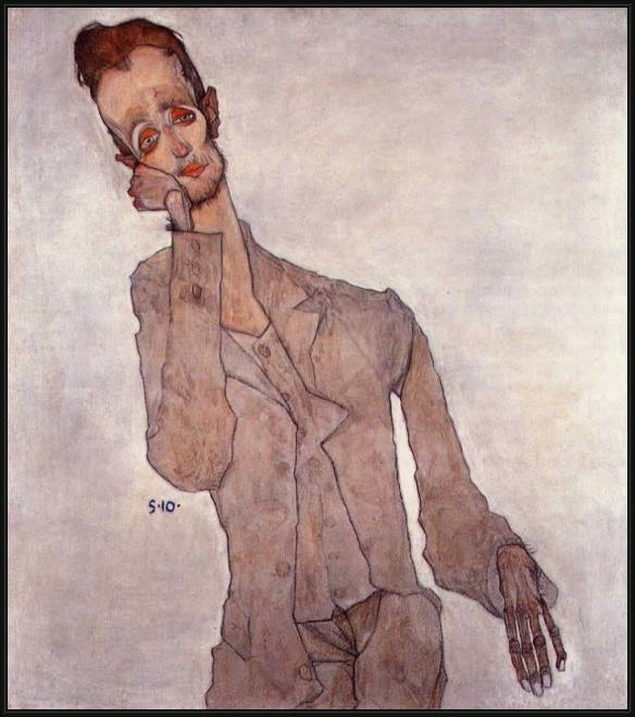 Framed Egon Schiele portrait of the painter karl zakovsek painting