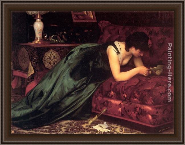 Framed Emile Levy the love letter painting