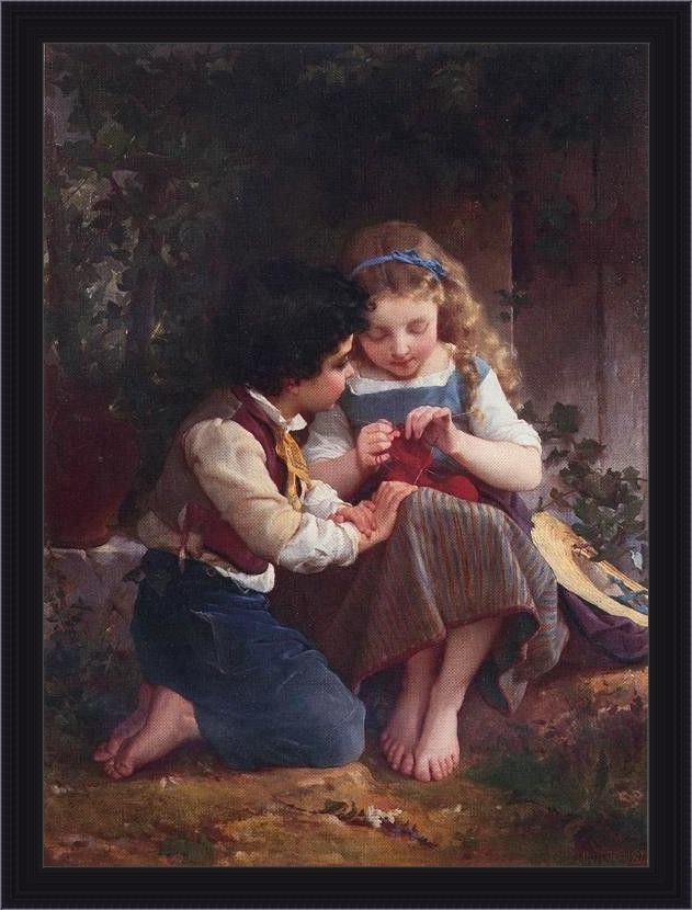 Framed Emile Munier a special moment painting