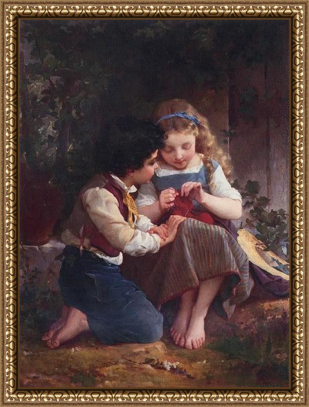 Framed Emile Munier a special moment painting