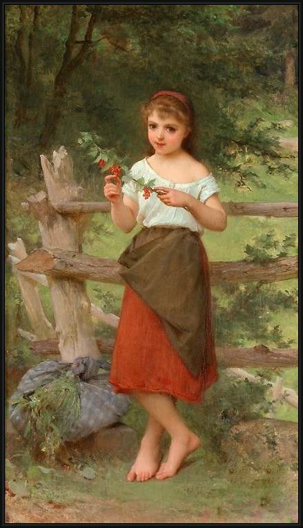 Framed Emile Munier contemplation painting