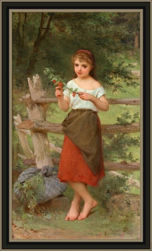Framed Emile Munier contemplation painting
