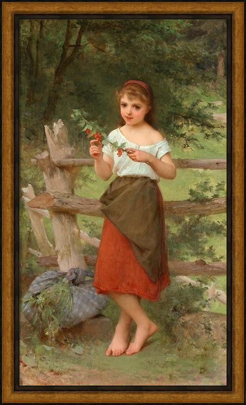 Framed Emile Munier contemplation painting