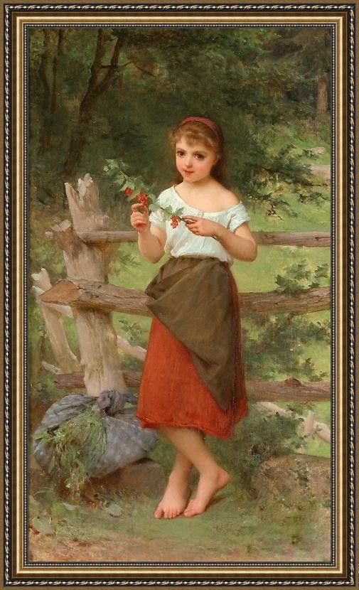 Framed Emile Munier contemplation painting