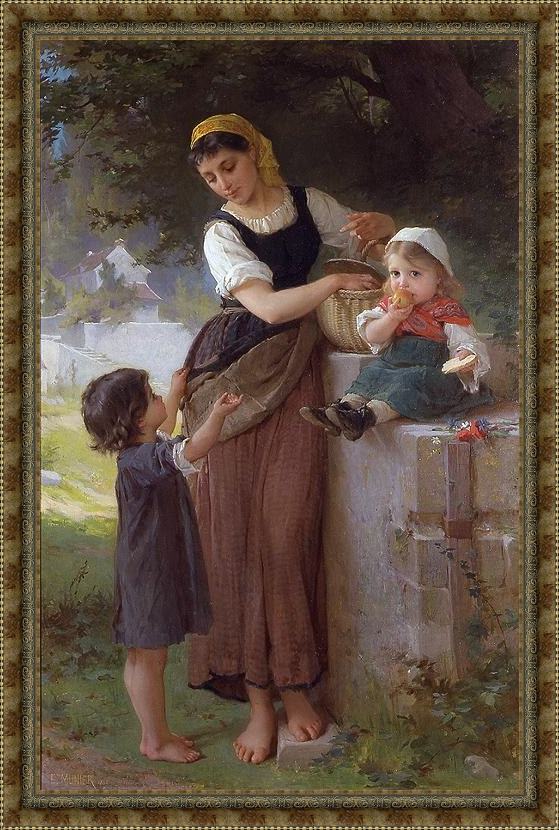 Framed Emile Munier may i have one too painting