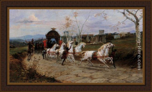 Framed Ettore Forti arrival of caesar painting