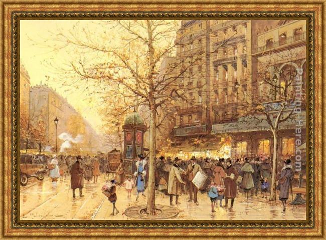 Framed Eugene Galien-Laloue a paris street scene painting