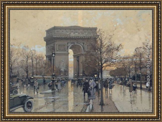 Framed Eugene Galien-Laloue the arc de triomphe, paris painting