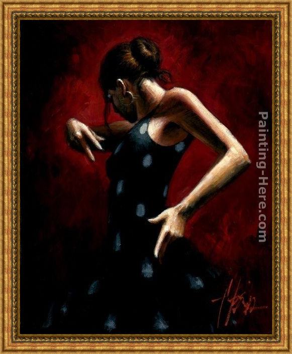 Framed Fabian Perez baile del flamenco en rojo with polkadots painting