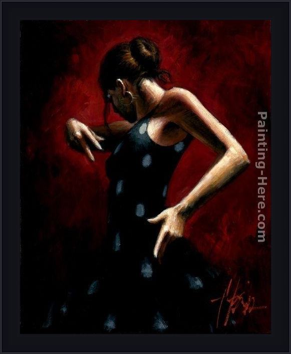 Framed Fabian Perez baile del flamenco en rojo with polkadots painting