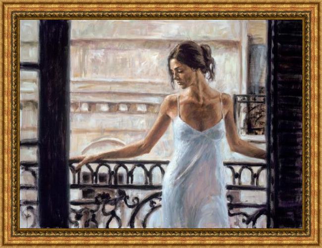 Framed Fabian Perez balcony at buenos aires painting