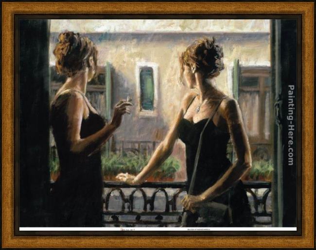 Framed Fabian Perez balcony at buenos aires iv painting