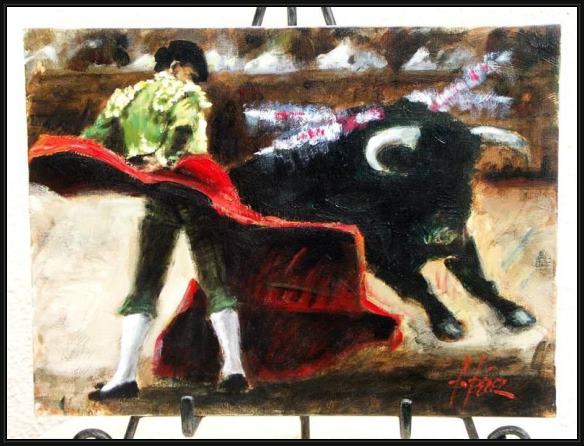 Framed Fabian Perez bullfighter la revolera painting