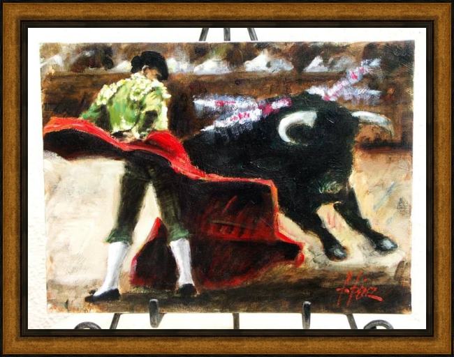 Framed Fabian Perez bullfighter la revolera painting