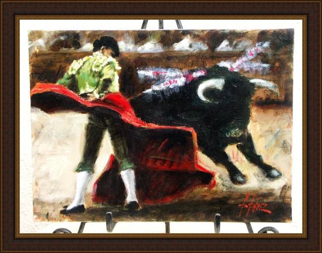 Framed Fabian Perez bullfighter la revolera painting