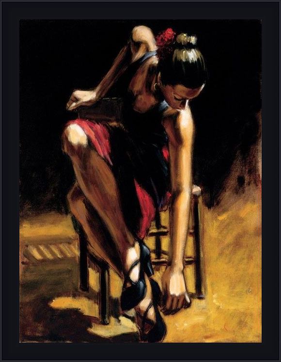 Framed Fabian Perez dancerin red skirt painting