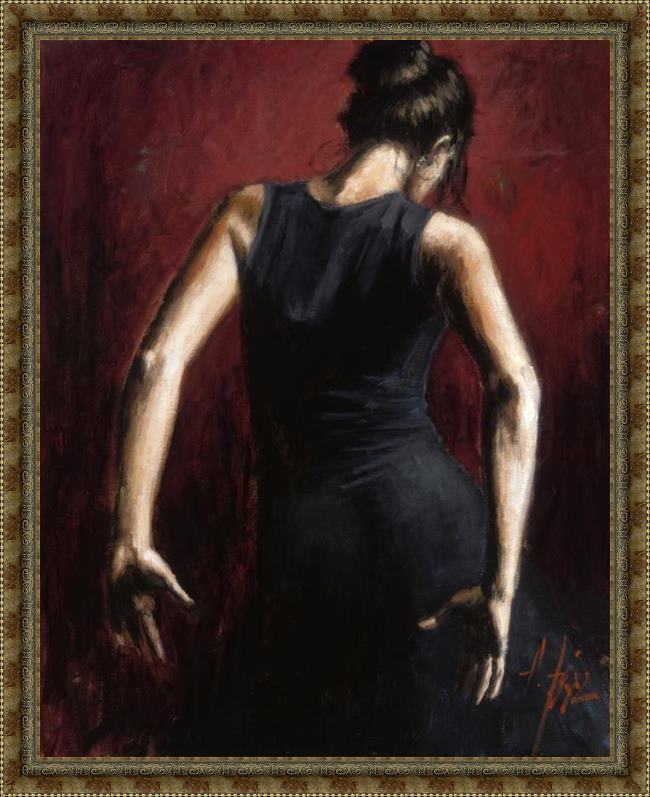Framed Fabian Perez el baile del flamenco en rojo ii painting