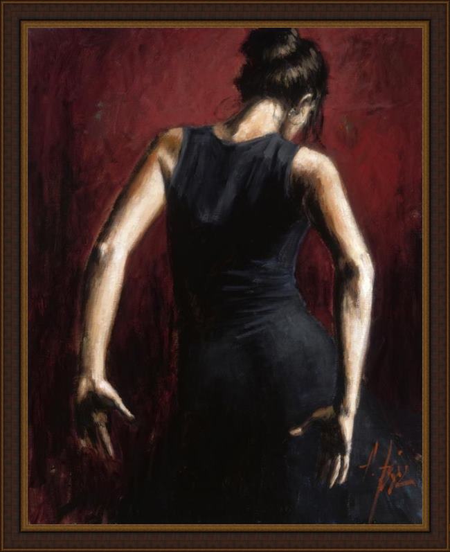 Framed Fabian Perez el baile del flamenco en rojo ii painting