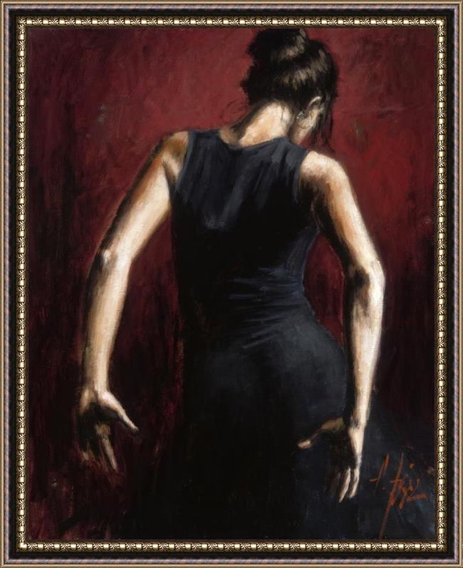 Framed Fabian Perez el baile del flamenco en rojo ii painting