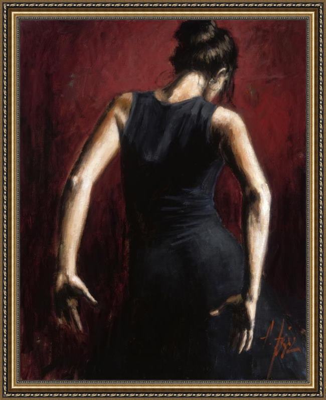 Framed Fabian Perez el baile del flamenco en rojo ii painting