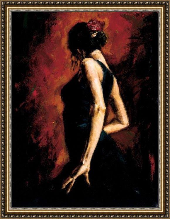Framed Fabian Perez flamenco painting