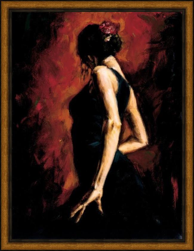Framed Fabian Perez flamenco 2002 painting