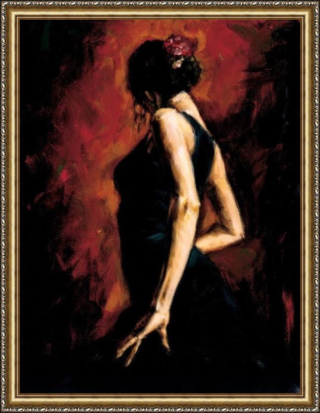 Framed Fabian Perez flamenco 2002 painting