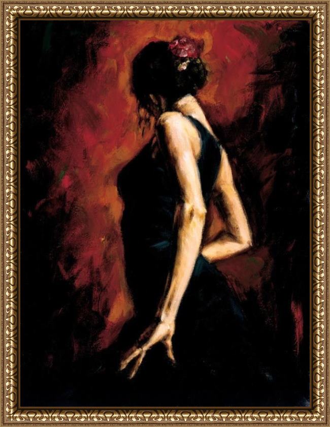 Framed Fabian Perez flamenco 2002 painting