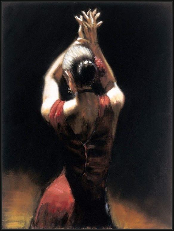 Framed Fabian Perez flamenco dancer painting