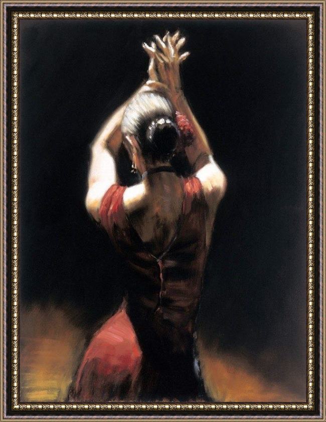 Framed Fabian Perez flamenco dancer painting
