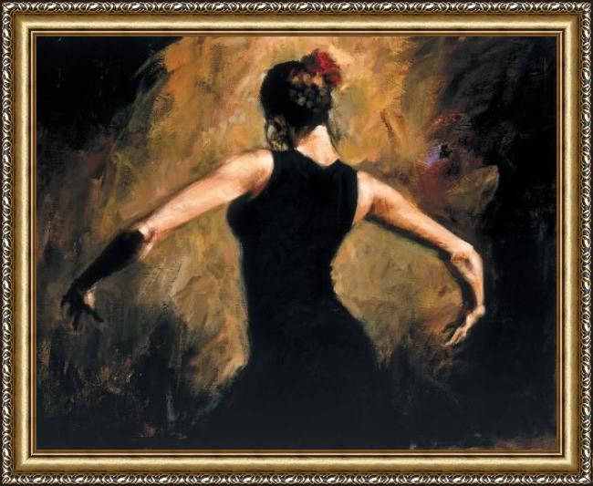 Framed Fabian Perez flamenco iii painting