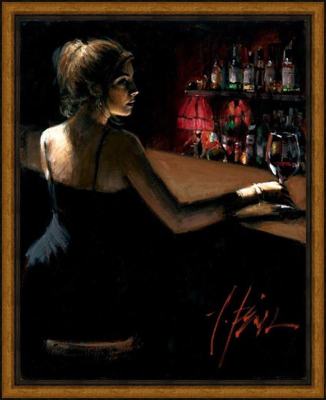 Framed Fabian Perez luciana at the bar painting