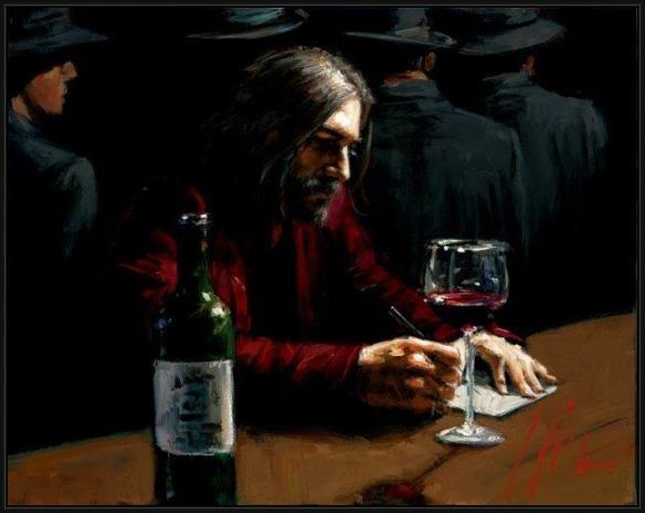 Framed Fabian Perez man at the bar ix painting