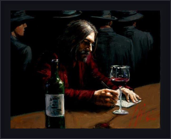 Framed Fabian Perez man at the bar ix painting