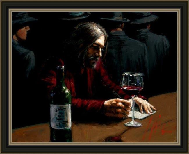 Framed Fabian Perez man at the bar ix painting