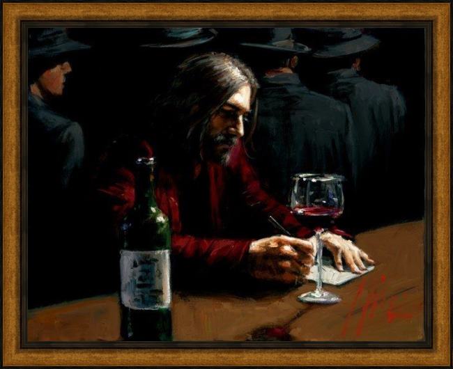 Framed Fabian Perez man at the bar ix painting