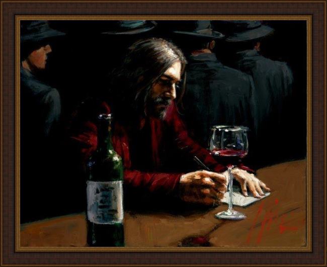 Framed Fabian Perez man at the bar ix painting