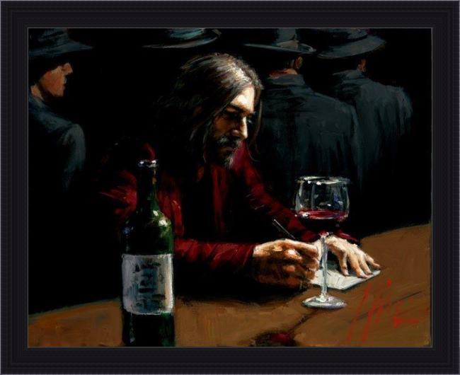 Framed Fabian Perez man at the bar ix painting