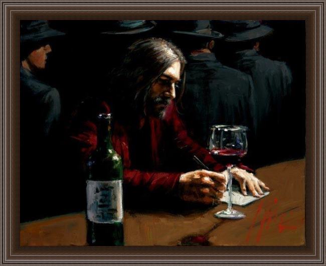 Framed Fabian Perez man at the bar ix painting