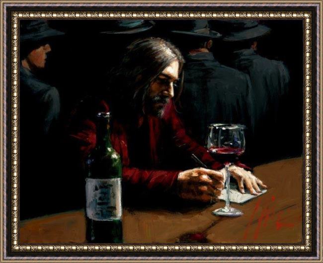 Framed Fabian Perez man at the bar ix painting