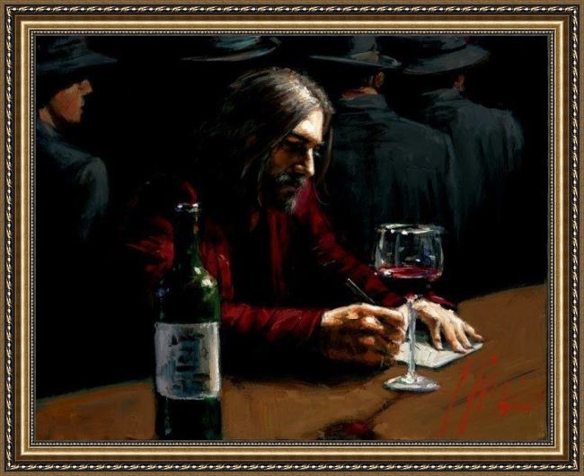 Framed Fabian Perez man at the bar ix painting