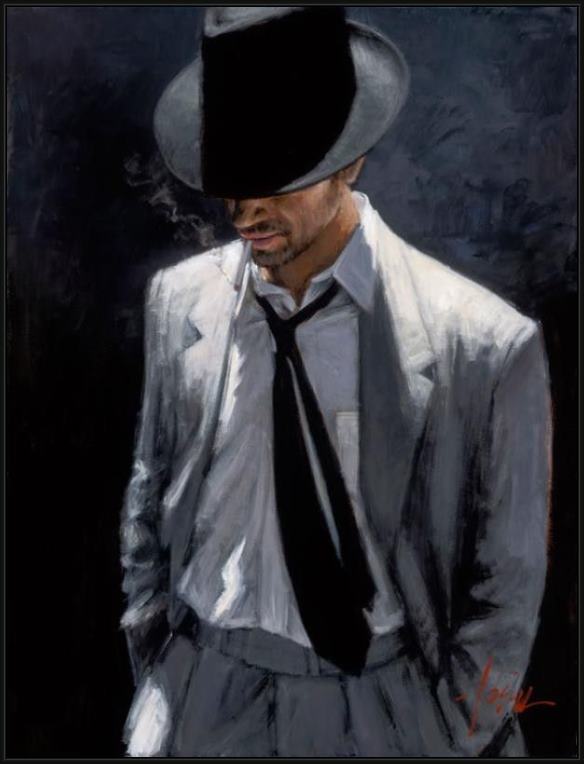 Framed Fabian Perez man in white suit iv painting