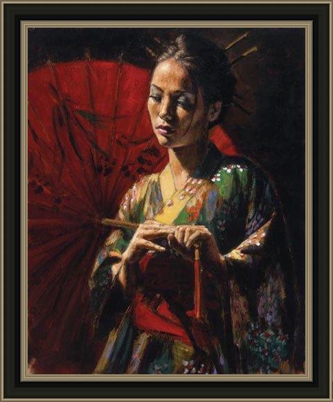 Framed Fabian Perez michiko painting