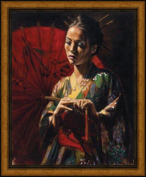 Framed Fabian Perez michiko painting