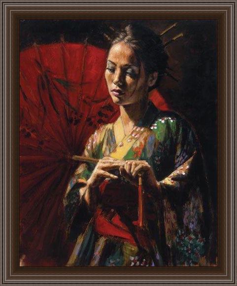 Framed Fabian Perez michiko painting