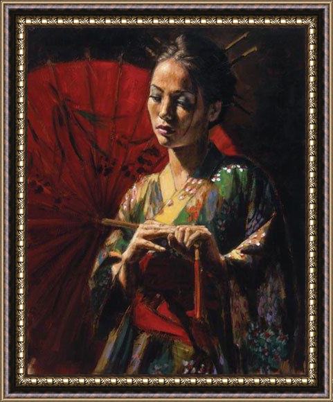 Framed Fabian Perez michiko painting