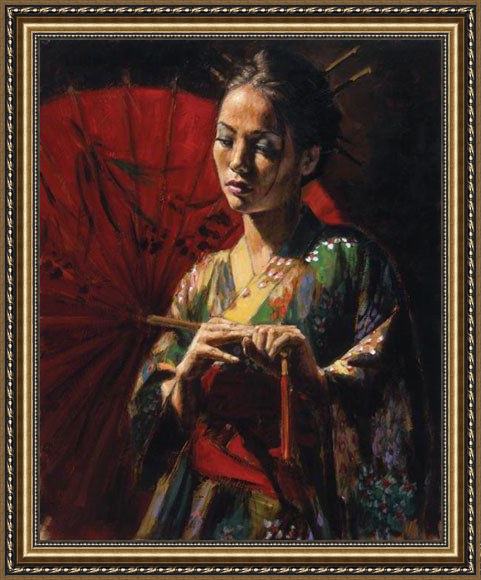 Framed Fabian Perez michiko painting