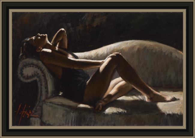 Framed Fabian Perez paola on the couch painting