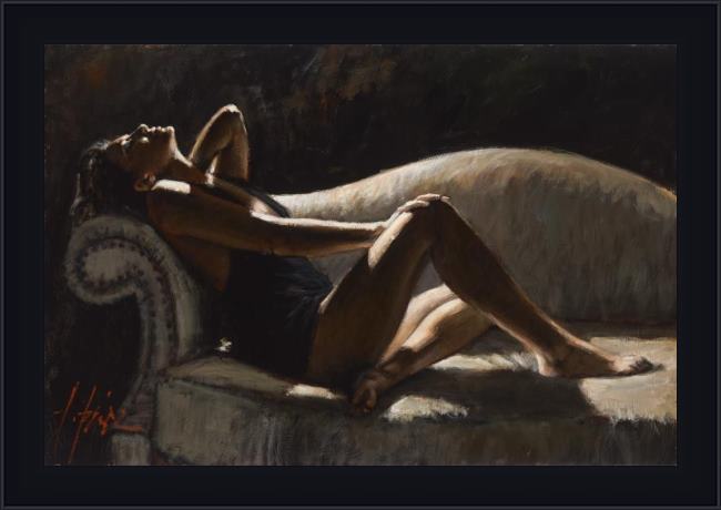 Framed Fabian Perez paola on thhe couch painting